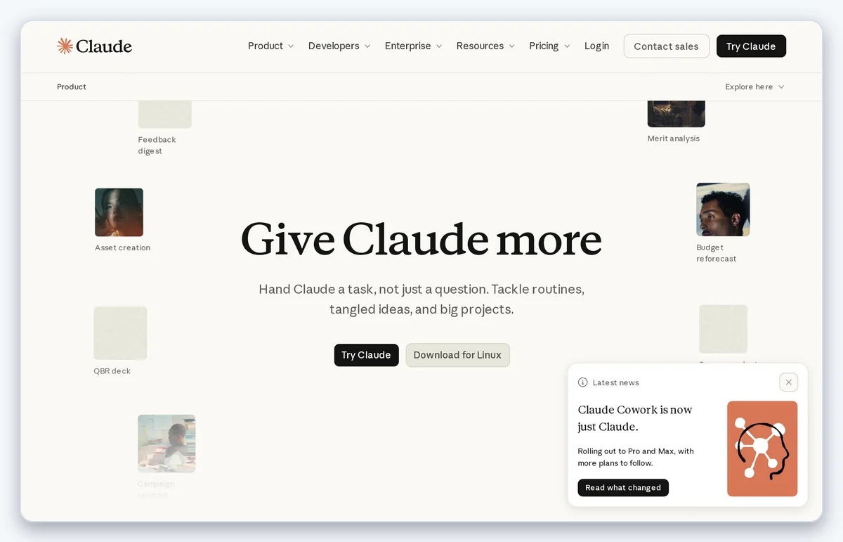 Скриншот: Главная страница Claude — здесь начинается работа с промптами (снято 08.10.2026)