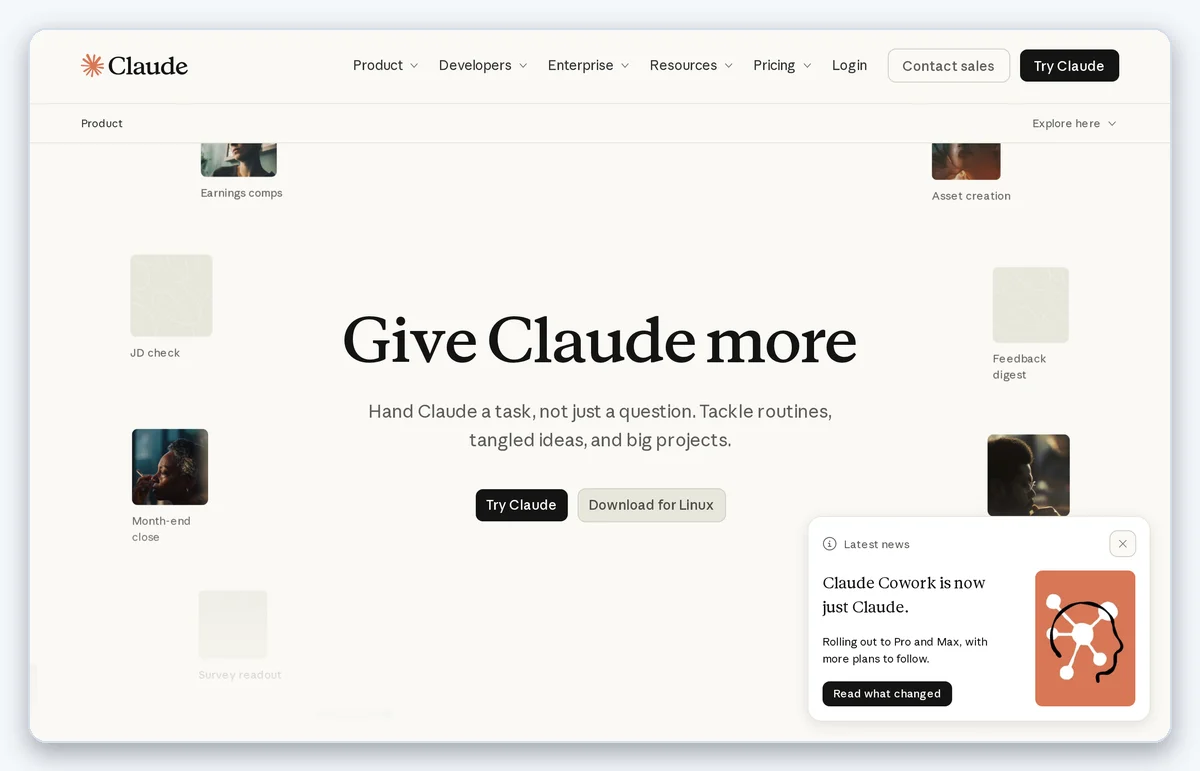 Скриншот: Главная страница Claude — здесь стилист регистрируется и начинает работу с текстами (снято 15.10.2026)