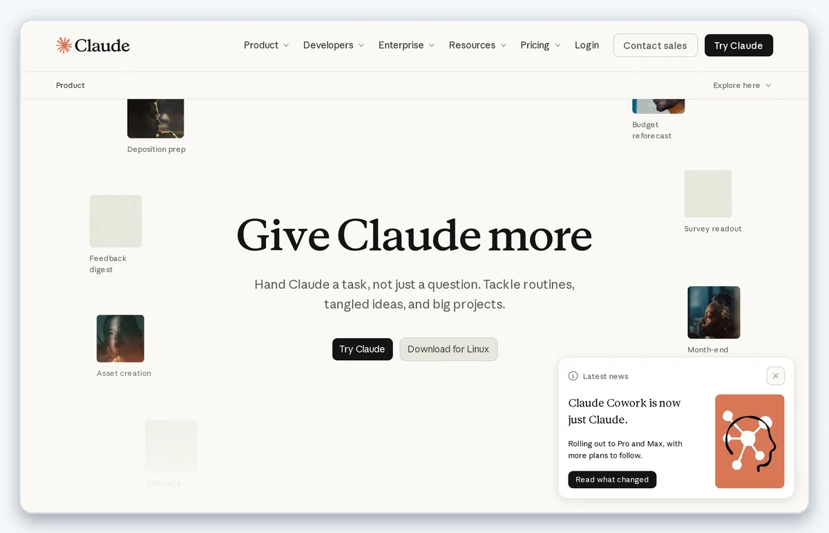 Скриншот: Страница Claude — здесь можно начать работу бесплатно (снято 23.09.2026)