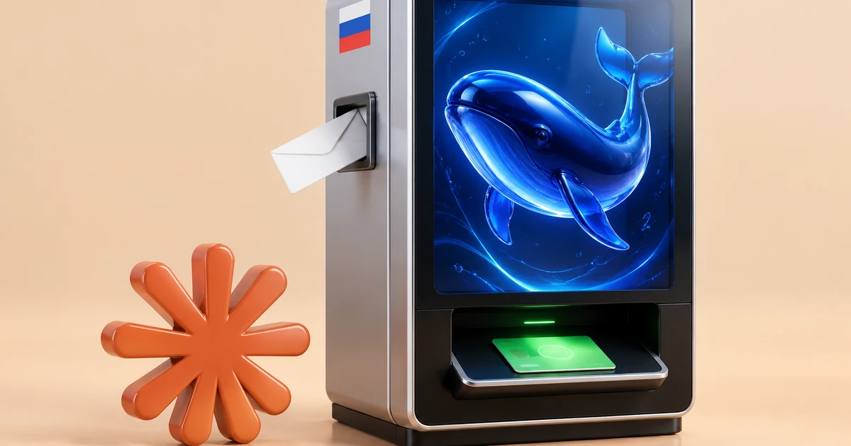 Экран входа в DeepSeek на фоне карты России, иллюстрация обхода дипсика 2026