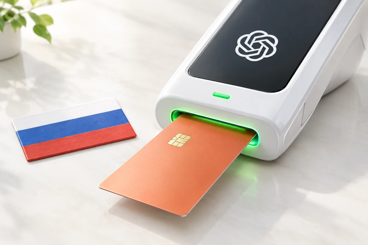 Экран привязки виртуальной карты к аккаунту ChatGPT