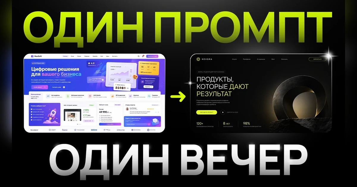 Кадр из видео: Как переделать нейросетевой сайт без дизайнера: разбор на примере лендинга