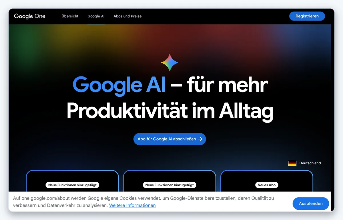 Скриншот: Тарифная линейка Google One AI Premium с доступом к Veo (снято 02.08.2026)