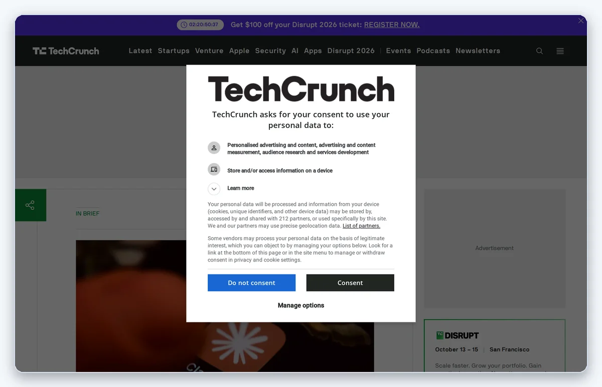 Скриншот: Статья TechCrunch о сделке Anthropic и облачного стартапа Volta на $10 млрд (снято 05.08.2026)
